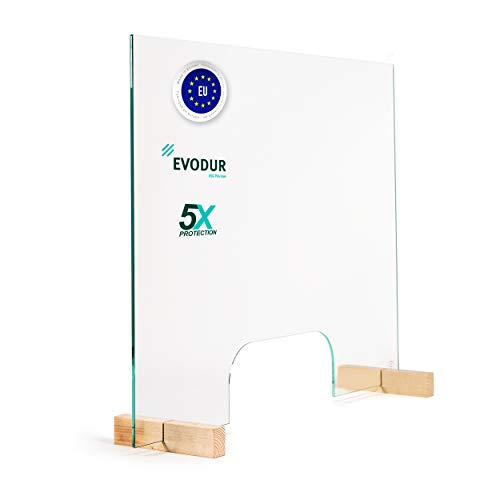 Glas Expert Protection anti-éternuement pour comptoir en verre trempé Hauteur 60 cm, W 75cm x H 60cm + Service Hatch, 1