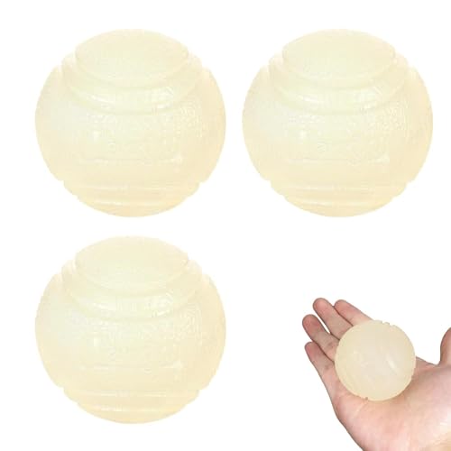 JcvPot 3 Stück Glow In The Dark Hundeball, 5cm Hundeball Unzerstörbar, Hund Interaktive Hund Ball Mit Hoher Sprungkraft, Leuchtende Gummi-Hundebälle Für Abendliche Spiele Und Zahnreinigung