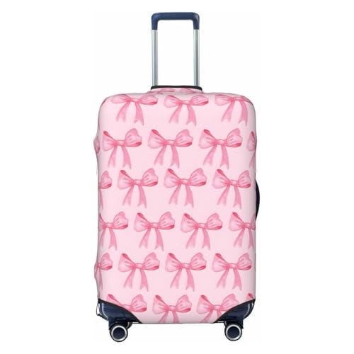 Travel Luggage Cover Pink Bows, High Elasticity Washable Travel Baggage Protector Case Fits 26-28 in