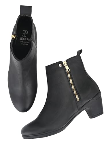 Image of EL PASO Women's Black Faux Leather Rugged Casual Boot-5