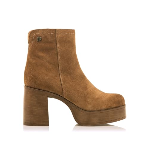 Bottines à talons femme en cuir véritable avec fermeture éclair