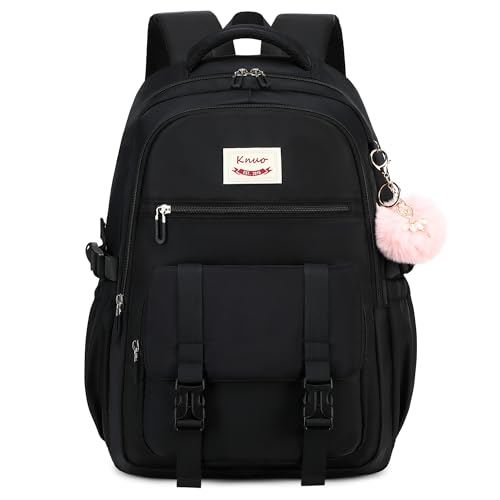 School Backpack for Teen Girls College Backpacks for Women Students Bookbag Large 15.6 Inch Laptop Bags Kids Kindergarten Elementary Middle School Bag Anti Theft Daypack Sport Travel Back Pack Black