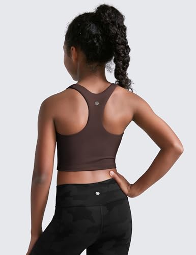 Image of CRZ YOGA Girls Butterluxe Double Lined Crop Tank | Dance, Extremely Soft, Tight Fit, High Neck, Athletic, Sleeveless Tops for Teen