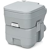 COSTWAY Toilette Portable WC Chimique Portable pour Camping Caravanes Hôpital, Toilette Chimique 20L HDPE Gris