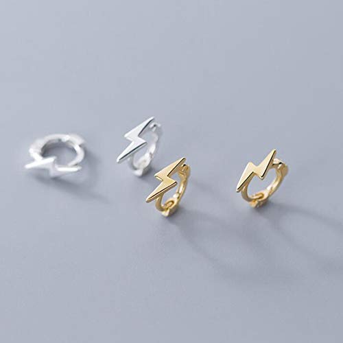 Minimalist Lightning Bolt Mini Small Hoop Earrings for Women Teen Cartilage S925 Sterling Silver Fashion Punk Sleeper Tiny Huggie Cuff Tragus Hinged Hoops 5mm Hypoallergenic Gifts for Birthday Bff Sister2