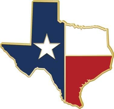 Crown Awards Texas State Flag Pins - Shape of Texas Lapel Pins