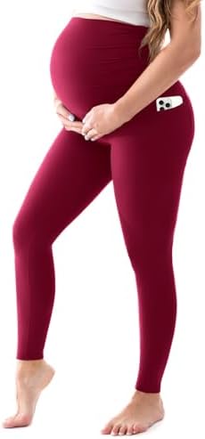Walifrey Schwangerschaftsleggings Damen mit Taschen | High Waist Umstandsleggings,Blickdicht Umstandshose,Weiche Lang für Yoga,Bequem Umstandsmode für Casual Workout