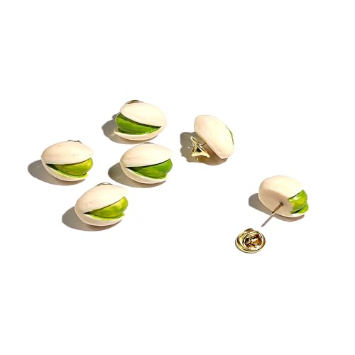 Image of 6PCS Mini Simulation Food Brooch,Interesting Nut Brooch,Pistachio Peanut Melon Seed Brooch Badge Clothing Bag Accessories