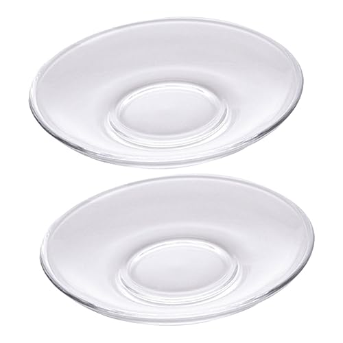 ULTECHNOVO 2piezas Platillos De Vidrio Transparente Redondos Para Guardar Refrigerios Platillos Decorativos Para Café y Té Posavasos De Vidrio Para Escritorio
