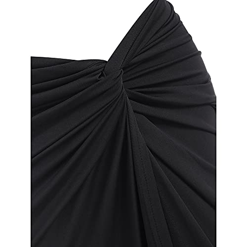Image of ZAFUL Women's Casual Sleeveless Summer Two Piece Outfits Crop Top and Side Split Draped Ruched Maxi Skirt Set Solid Suiting