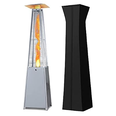 LAUSAINT HOME Outdoor Patio Heater with Cover/Wheels, 48000 BTU Patio Heaters Pyramid Propane Heater, 87" Tall Quartz Glass Tube Flame Heater for Party, Backyard, Garden, Decoration