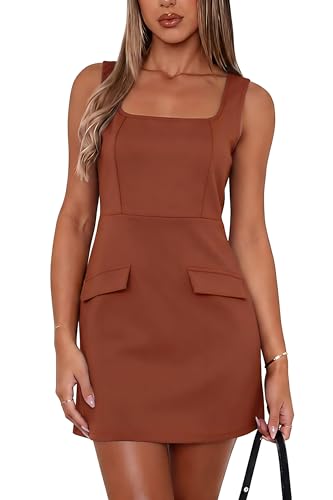 Image of Valiamcep Women's Square Neck Slim Fit Cocktail Party Short Dresses