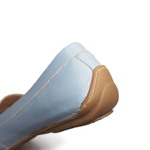 Sapato Mocassim Feminino Lais Azul Laguna Couro Legitimo Liliah Shoes (Azul Laguna, BR, Adulto, Numé