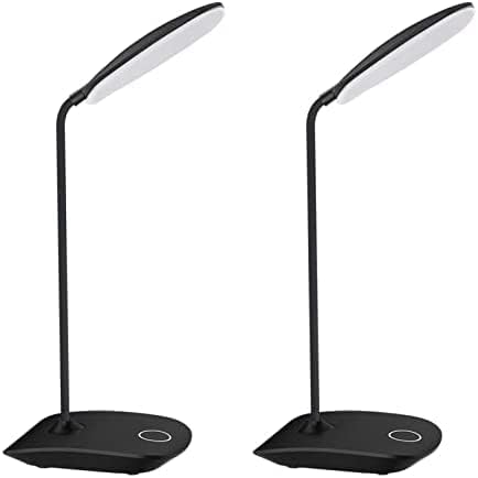 DEEPLITE LED Desk Lamp with Flexible Gooseneck 3 Level Brightness, Battery Operated Table Lamp 5W Touch Control, Compact Portable lamp for Dorm Study Office Bedroom( Set of 2)