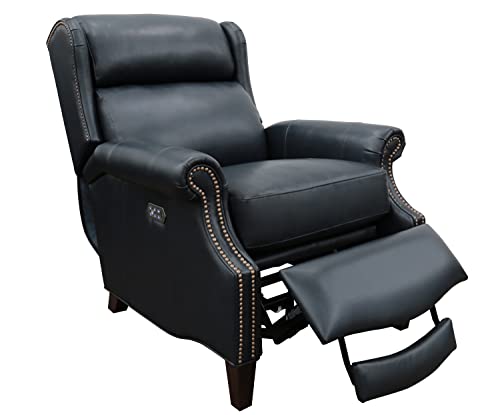 Sillón reclinable piel azul con soporte lumbar miniatura 3