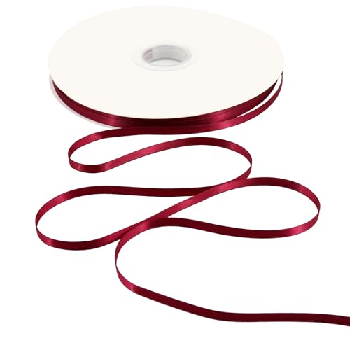 BAORJCT Solid Color Satin Ribbon 1/4 inch x 100 Yards Roll Wine Double Faced for Gift Wrapping Crafts Wedding Decoration, Wedding Invitation Card, Birthday Party Decoration