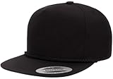 YP Classics Mens Womens Golf Cap 5-Panel Adjustable Snapback Hat, Flat Bill, One Size (Black)