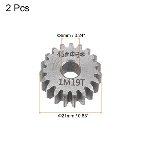 Image of HARFINGTON 2pcs Straight Spur Gear 6mm Bore 19T Mod-1 Hardened 45# Steel Spur Diff Differential Motor Gear RC Car Replacement Parts