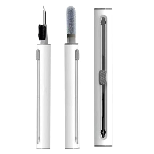 Image of Brain Freezer Earphone Earpod Cleaning Pen, Earbuds, Headphones, Wireless Earphones, 3-in-1 Multifunctional Cleaning Kit, Metal Pen, Sponge & Brush, Cleans Keyboards Laptops Mobiles, (White)