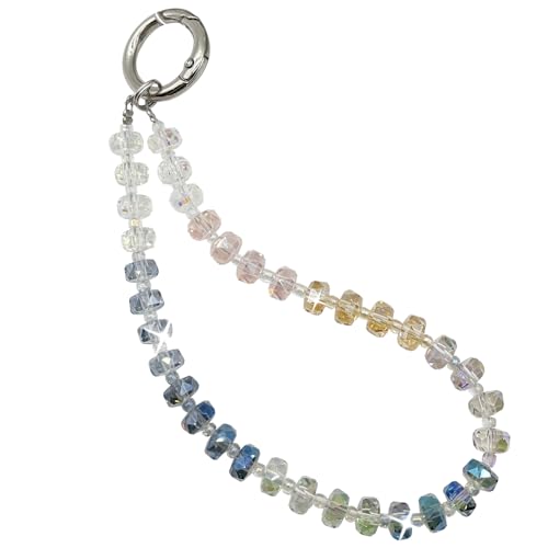 Image of TENOC Beaded Phone Wrist Strap, Multicolour | Cellphone Lanyard Chain, Sparkling Wristlet Bracelet, For Women