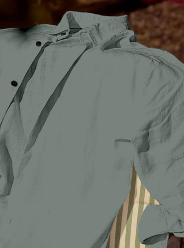 Image of Men's Long Sleeve Linen Shirt, Button Down, Casual Collared, Full Sleeve Shirt