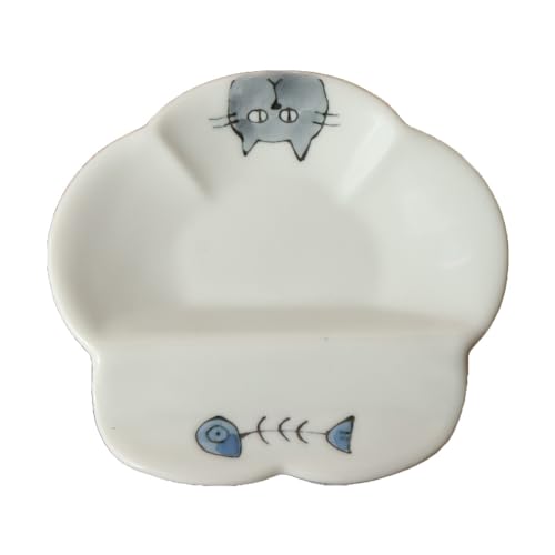 暮らしの彩り 豆皿 波佐見焼 ねこ 箸置き 小皿 9.2×10cm 日本製 磁器 電子レンジ対応 食洗機対応
