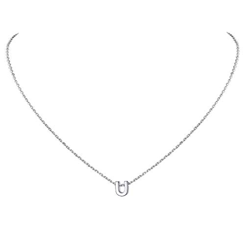Collier initiale U argent 925 pendentif lettre simple chaîne 45cm pour femme