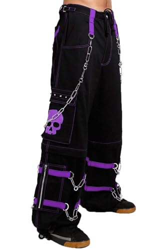 Skull Bondage Pants [Black/Purple] Gothic Emo Punk S2