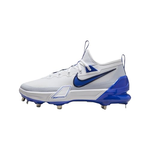 Nike Force Zoom Trout 9 Elite Baseball Cleats (FB2906-105, White/Midnight Navy/Football Grey/Hyper Royal) Size 7