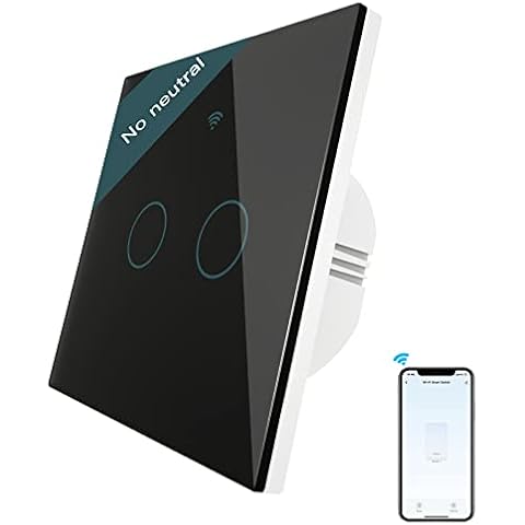 MoesGo No Neutral Wire WiFi Smart Touch Wall Light Switch, Single Live Wire Smart Home Alexa Wireless Remote Switch Compatible with Smart Life Tuya App Alexa and Google Home White, Timer 1 Way Cover