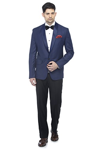 Image of FAVOROSKI Designer Men's Solid Poly Viscose Slim Fit Shawl Collar Tuxedo Suit Blazer
