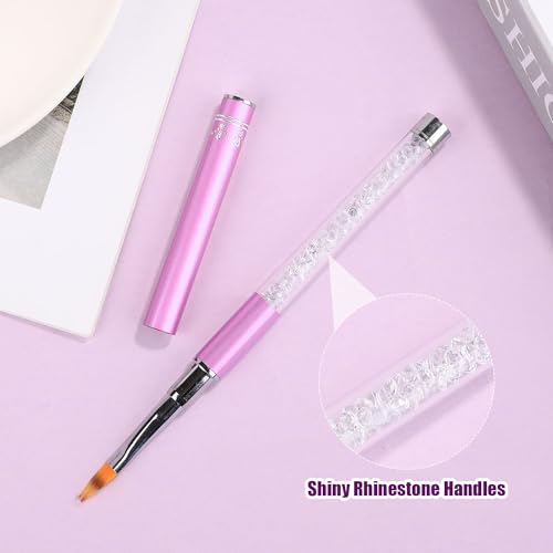 Ombre-Nagelpinsel, Kunstpinsel für Nagelmalerei mit Strass-Griff Nageldesign-Pinsel für Nagelverlängerung Maniküre-Reinigung Verlaufs-Gellack