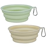 Collapsible Dog Bowls 2-Pack, 22OZ Silicone Large Breed Water & Food Bowls, Portable Pet Bowls with Hook for Travel, Meet Needs in Different Scenarios,Pet Essentials