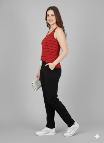 Image of DIAZ Women's Tank Top and Lower Set for Women | Stylish Cotton Co-Ord Set | Sleeveless Top & Jogger Lower for Women |Comfortable Stretchable Fabric 2-Piece Combo Set|women co ord set