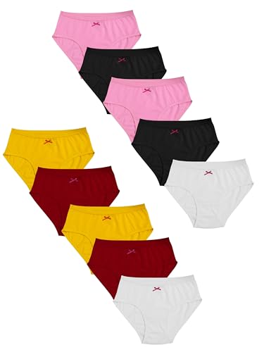 D’Chica Girls Cotton Panties Multipack, Soft Breathable Hipster Underwear for Girls, Everyday Comfort Briefs, Solid & Prints