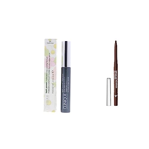 Clinique Lash Power Mascara Long- Wearing Formula & Manhattan Endless Stay Waterproof Gel Eyeliner – Brauner r mit herausdrehbarer Mine ohne Anspitzen – Farbe Rich Brown 001 – 1 x 2,6g