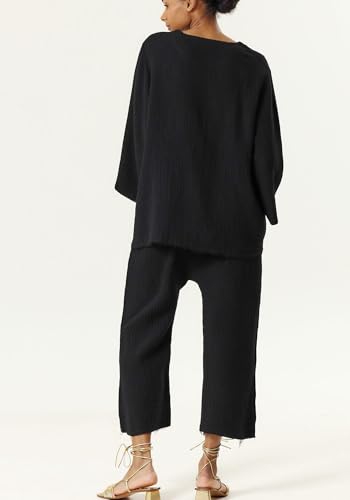 Image of NOTHING FITS BUT Muslin Gauze Nursing Set, 2 Piece Postpartum Pajamas, Ultra Soft Maternity Loungewear for Nursing, Soft Pjs