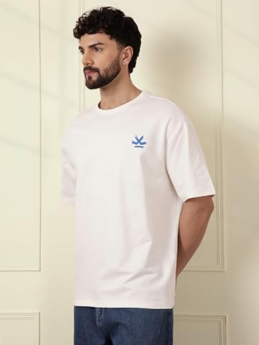 Image of WROGN Men's Pure Cotton T-Shirt | Artistic Print | Oversized Fit