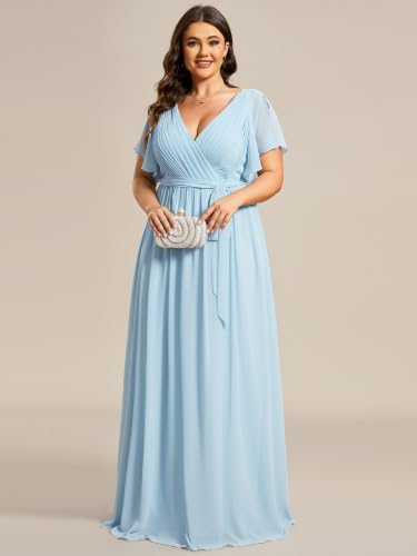 Image of Ever-Pretty Plus Women's Chiffon Maxi Plus Size Formal Bridesmaid Dresses