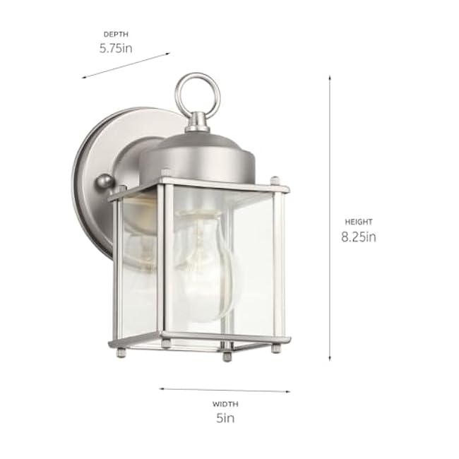 KICHLER 9611SS Outdoor Wall Light, 8.25 Height, Stainless Steel, 1 Light