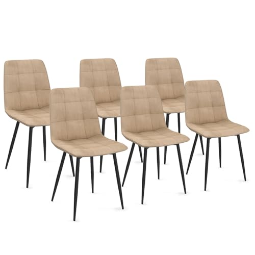IDMarket - Lot de 6 chaises Mila en Velours Taupe pour Salle à Manger