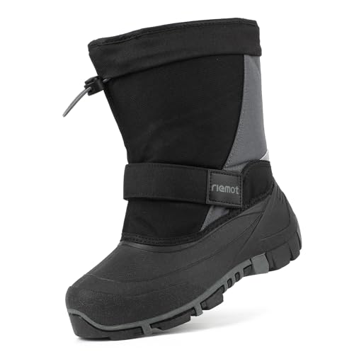 riemot Botas Nieve Niños Niña, Antideslizantes Unisex Niño Descansos Nieve, Cálidas e Impermeables Botas Invierno Niño, Gris, 35 EU