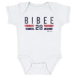 500 LEVEL Tanner Bibee Cleveland Font One-Piece Infant Bodysuit (White, 12M)