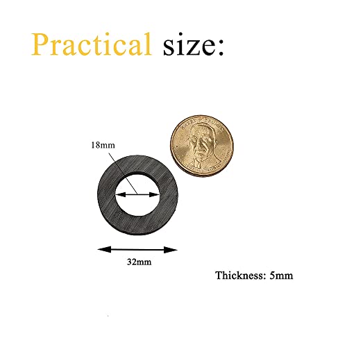 Ferrite Ring Magnets With Holes - 1.26 Inch (32Mm) Round Disc Donut Magnets For Refrigerator Fridge, Science Projects, Crafts, Around The Office (Pack Of 40) #TOP1