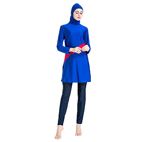 keephen Traje de baño musulmán Tallas Grandes Traje de baño islámico de Manga Larga Mujeres Burkini musulmán Hijab Adjunto Conjunto de 3 Piezas Cover