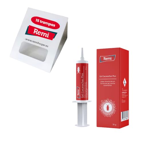Remi Hogar Pack Gel Cucarachas + 15 Trampas Adhesivas | Mata Todo Tipo de cucarachas | Seguro para Personas y Mascotas | Fácil de Usar y sin Olor | Control eficaz en casa o Negocio (Gel + 15 trampas)