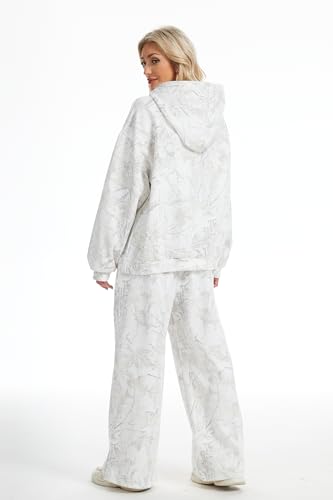 Womens 2 Piece Sweatsuits Fall Outfits Oversized Camo Hoodie Wide Leg Sweatpants Travel Lounge Matching Sweat Sets4