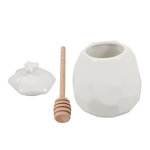 PRETYZOOM Honey Dispenser Jar Ceramic Honey Pot Dipper Lid Honey Storage Honey Containers Honey Dipping Pot