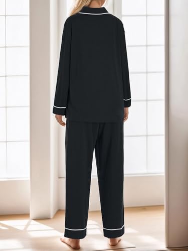 Image of Latuza Women's Petite Size Button Down Pajamas Set Long Sleeve