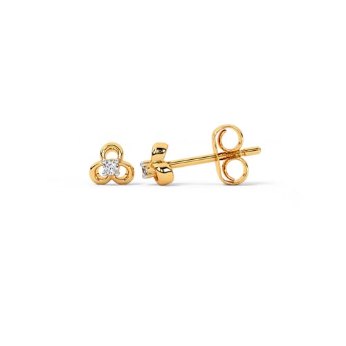 Image of CaratLane 9 KT Yellow Gold Minimal Bloom Diamond Stud Earrings for Women